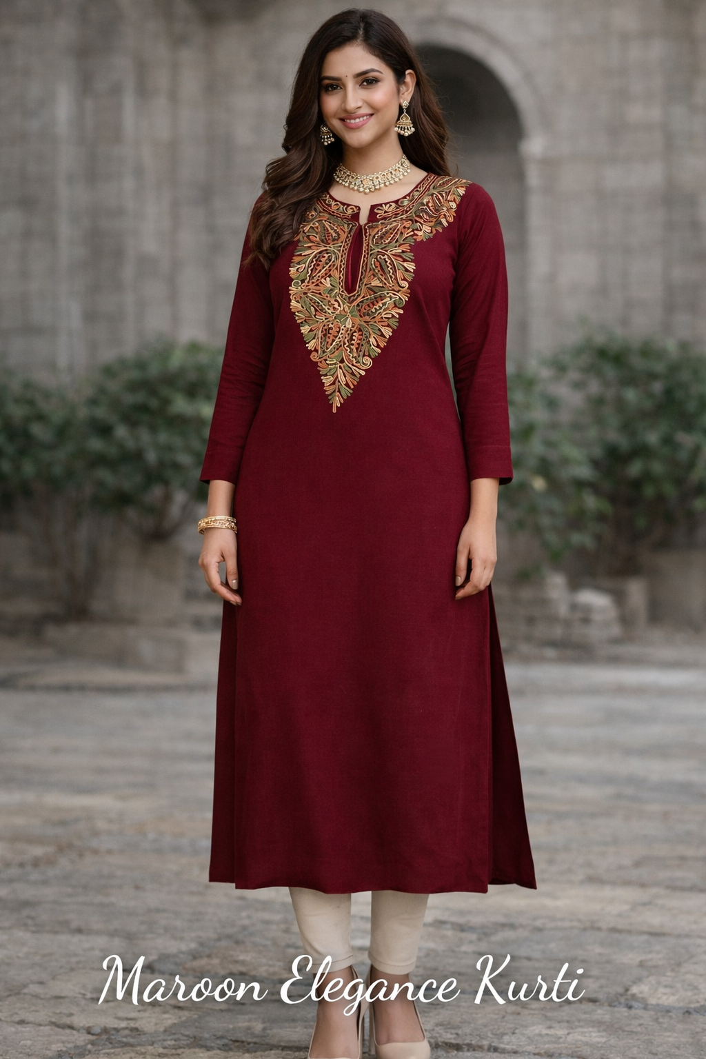 Maroon elegance in traditional attire