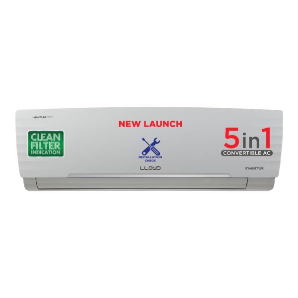 Lloyd 1.5 Ton 3 Star Inverter Split AC (5 in 1 Convertible, Copper, Anti-Viral + PM 2.5 Filter, White with Chrome Deco Strip)