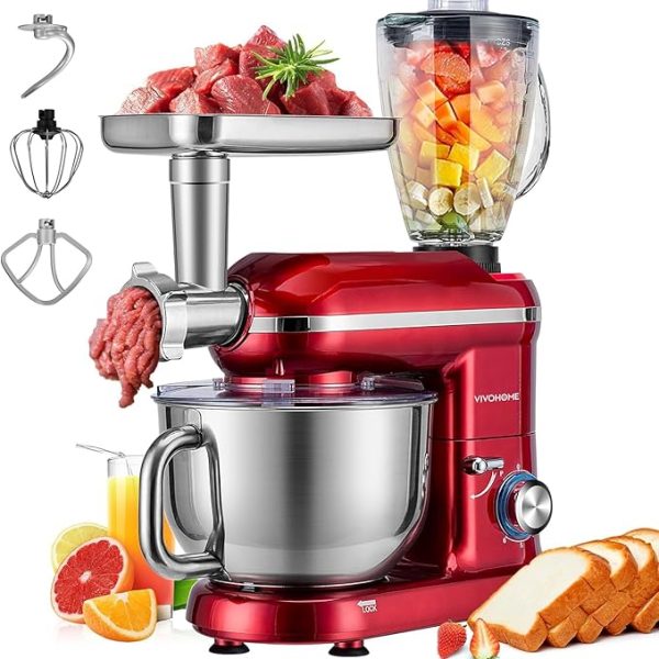 VIVOHOME 3-in-1 Stand Mixer, 6 Quart Electric Tilt-Head Kitchen Mixer with Bowl