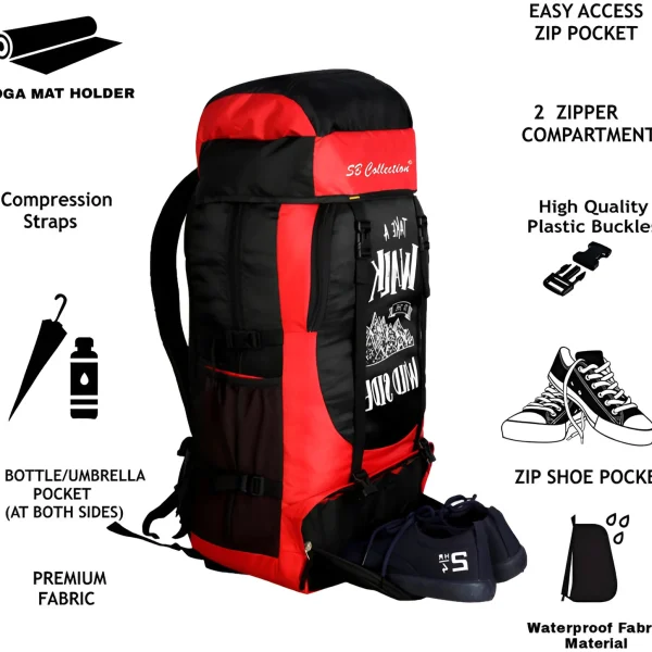SBCOLLECTION Large 60 L Backpack UNISEX WaterProof Mountain Rucksack, Hiking