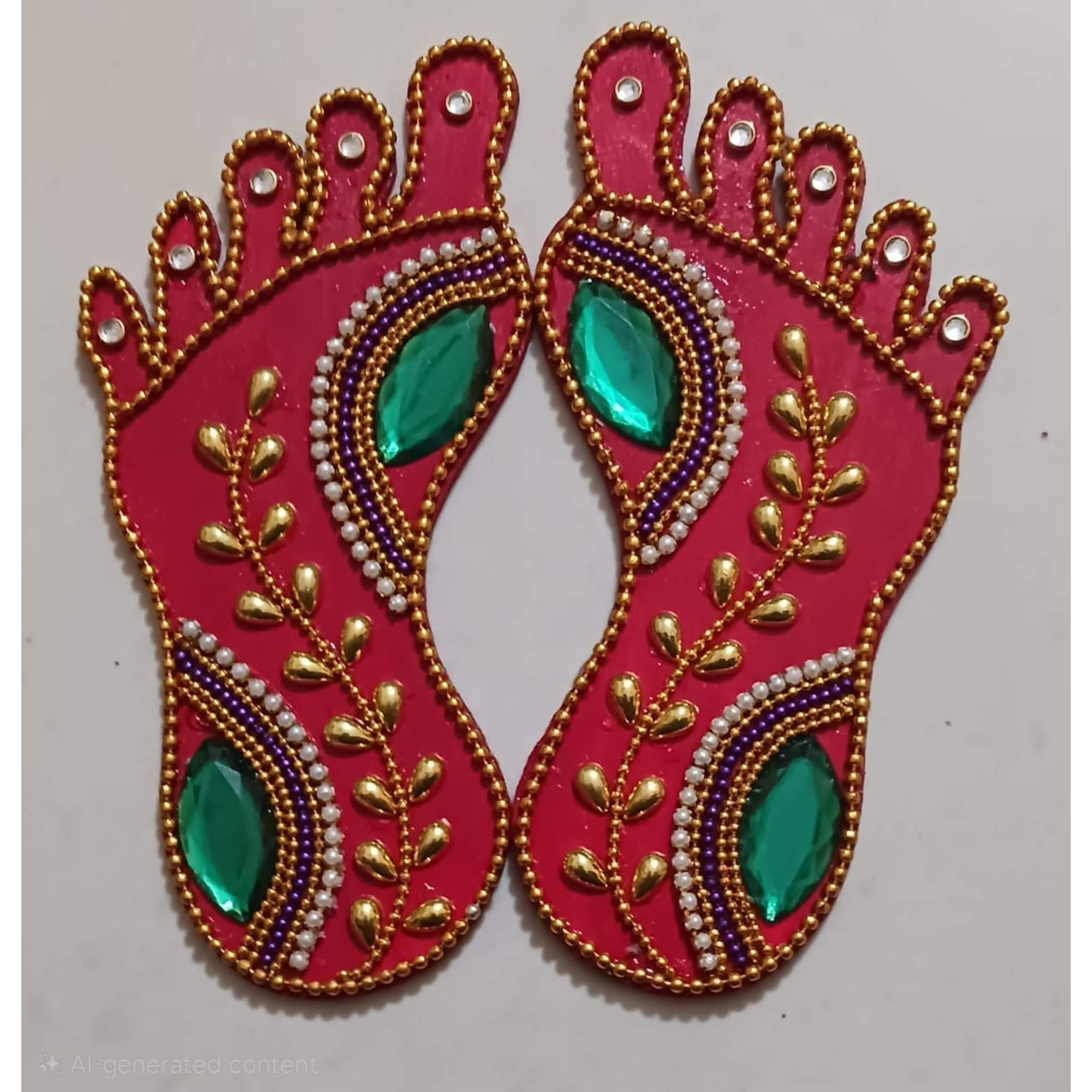 Handcrafted Wooden Lakshmi Charan Paduka (Pair)